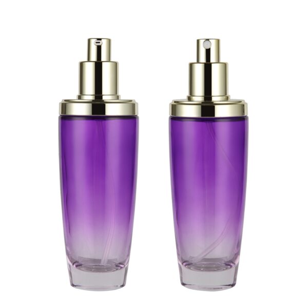 100ml glass pump bottle with gradient purple