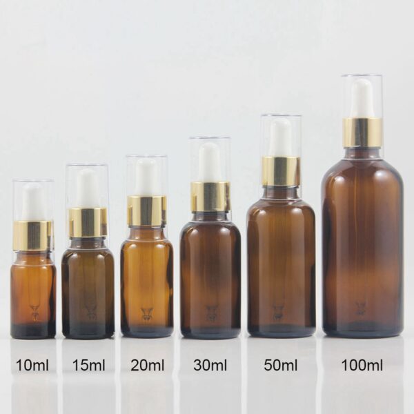 amber essential oil bottles with droppers