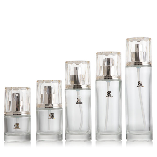 Clear Luxury Glass Lotion Pump Bottles Packaging